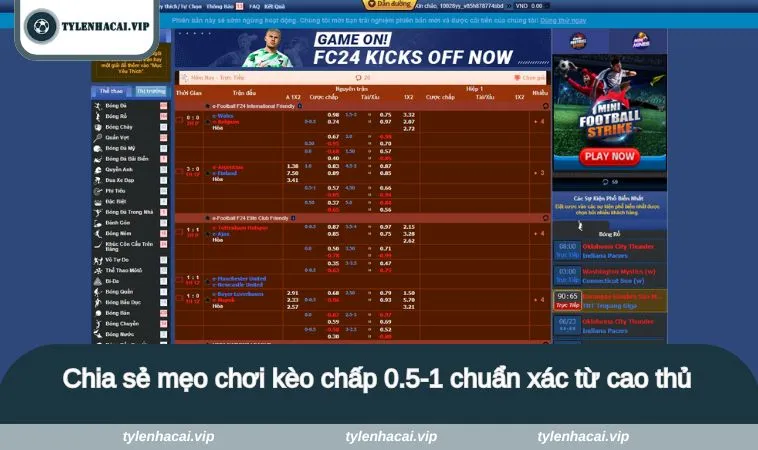Chia sẻ mẹo chơi kèo chấp 0.5-1 chuẩn xác từ cao thủ cá cược